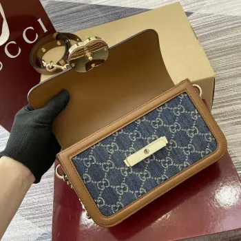 Gucci 826761 Gucci Go Malá Kabelka Přes Rameno Modré Džíny