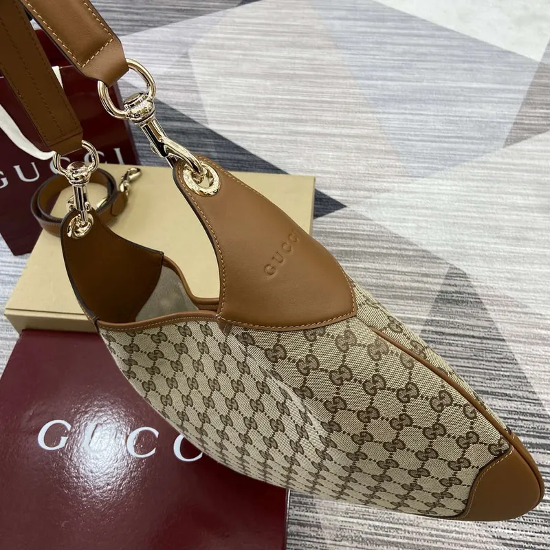 Gucci 834981 Gucci B Střední Kabelka přes Rameno Hnědá Kůže Trim