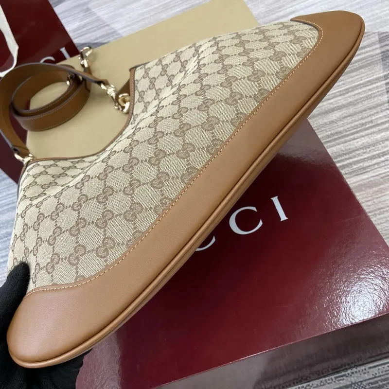 Gucci 834981 Gucci B Střední Kabelka přes Rameno Hnědá Kůže Trim