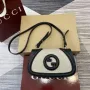 Gucci 815700 Gucci Blondie mini ramenní taška černá s béžovou bavlněnou lněnou plátnem