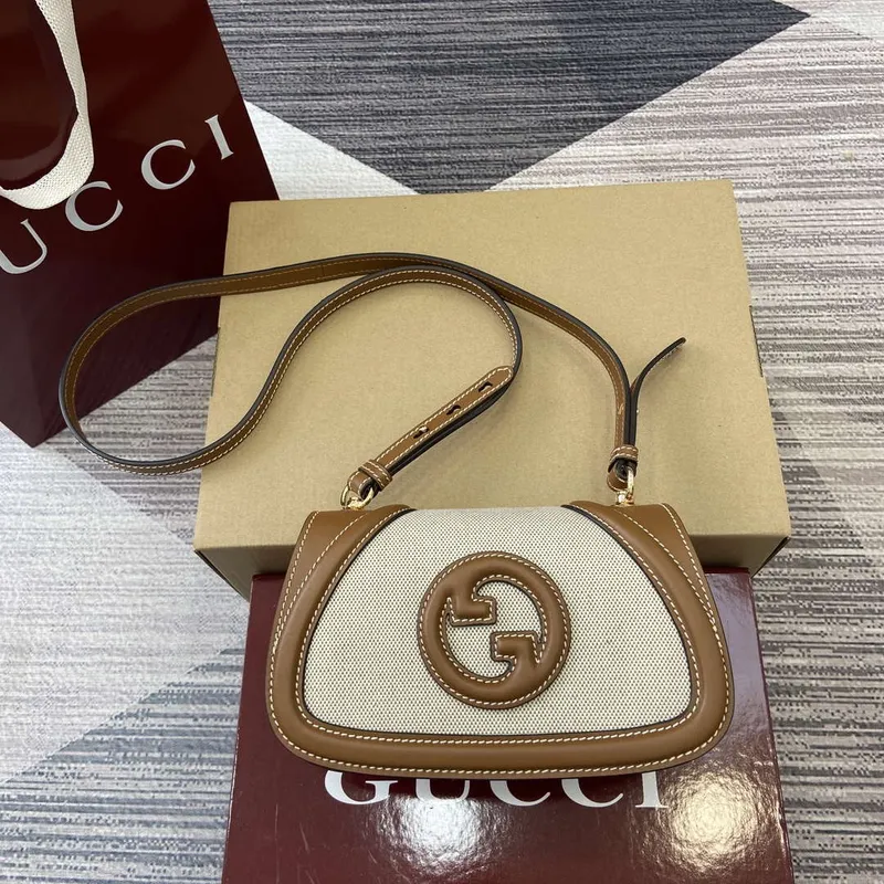 Gucci 815700 Gucci Blondie mini ramenní taška Béžová bavlněná lněná plátno