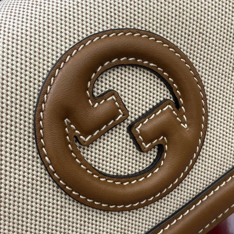 Gucci 815700 Gucci Blondie mini ramenní taška Béžová bavlněná lněná plátno