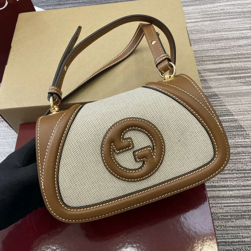 Gucci 815700 Gucci Blondie mini ramenní taška Béžová bavlněná lněná plátno