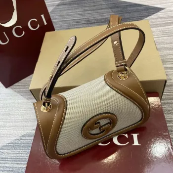 Gucci 815700 Gucci Blondie mini ramenní taška Béžová bavlněná lněná plátno