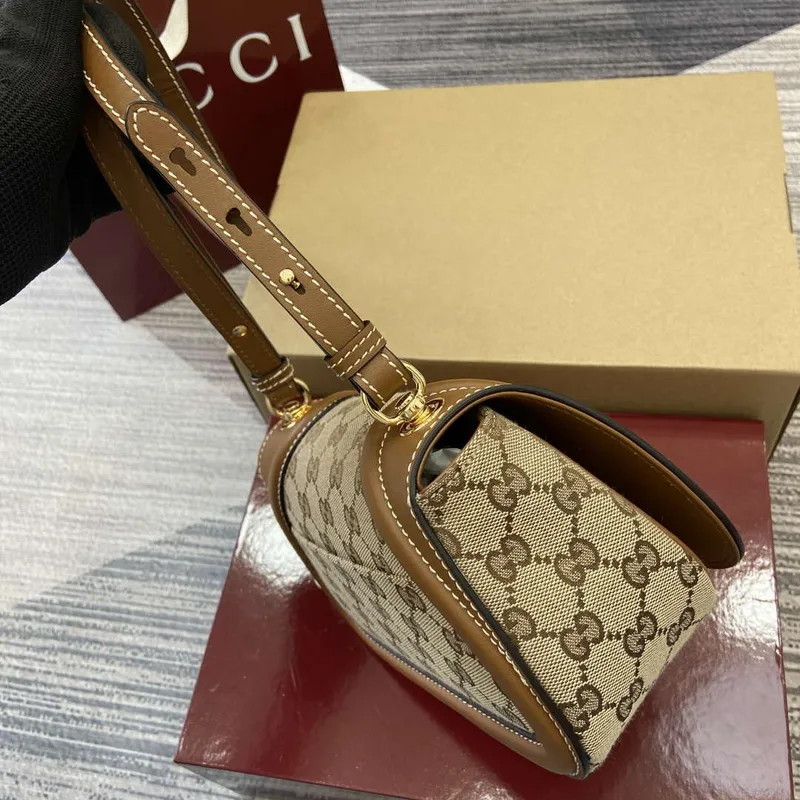 Gucci 815700 Gucci Blondie mini ramenní taška béžová tmavě hnědá plátno