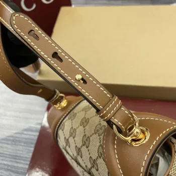 Gucci 815700 Gucci Blondie mini ramenní taška béžová tmavě hnědá plátno