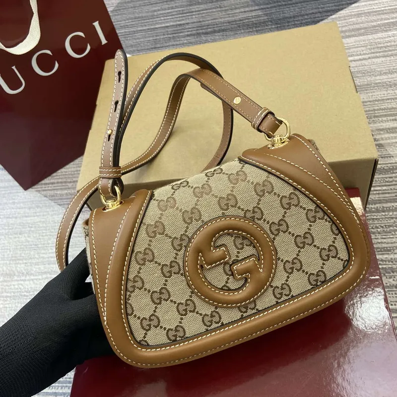 Gucci 815700 Gucci Blondie mini ramenní taška béžová tmavě hnědá plátno