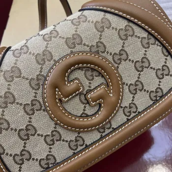 Gucci 815700 Gucci Blondie mini ramenní taška béžová tmavě hnědá plátno