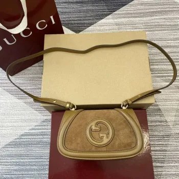 Gucci 815700 Gucci Blondie mini ramenní taška z semišové kůže Hnědá