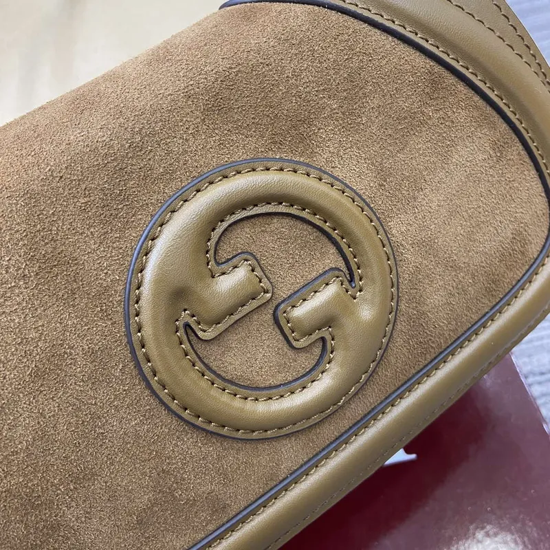Gucci 815700 Gucci Blondie mini ramenní taška z semišové kůže Hnědá