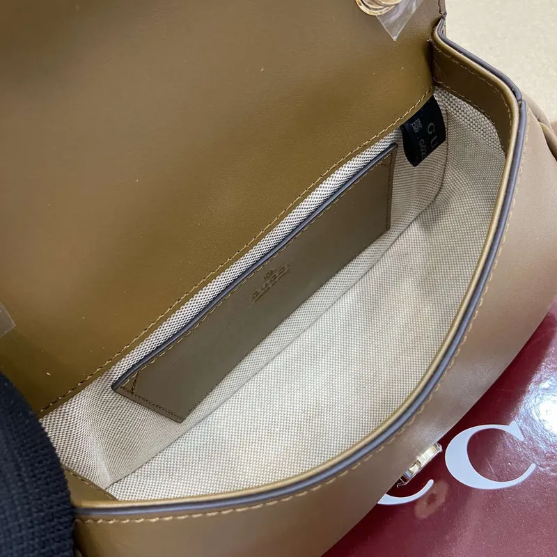 Gucci 815700 Gucci Blondie mini ramenní taška z semišové kůže Hnědá