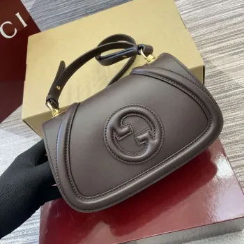 Gucci 815700 Gucci Blondie mini ramenní taška Tmavě hnědá Kůže