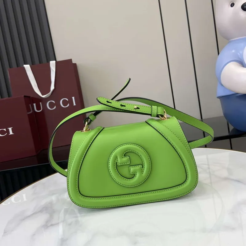 Gucci 815700 Gucci Blondie mini ramenní taška Zelená kůže