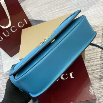 Gucci 815719 Gucci Blondie Medium taška s horním madlem Modrá semišová