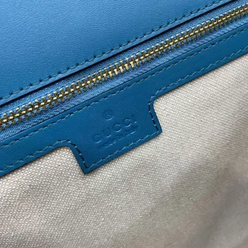 Gucci 815719 Gucci Blondie Medium taška s horním madlem Modrá semišová