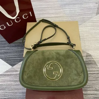 Gucci 815719 Gucci Blondie Medium taška s horním uchem Zelená semiš