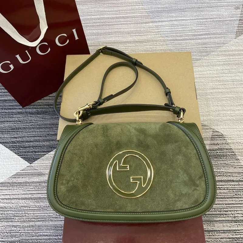 Gucci 815719 Gucci Blondie Medium taška s horním uchem Zelená semiš