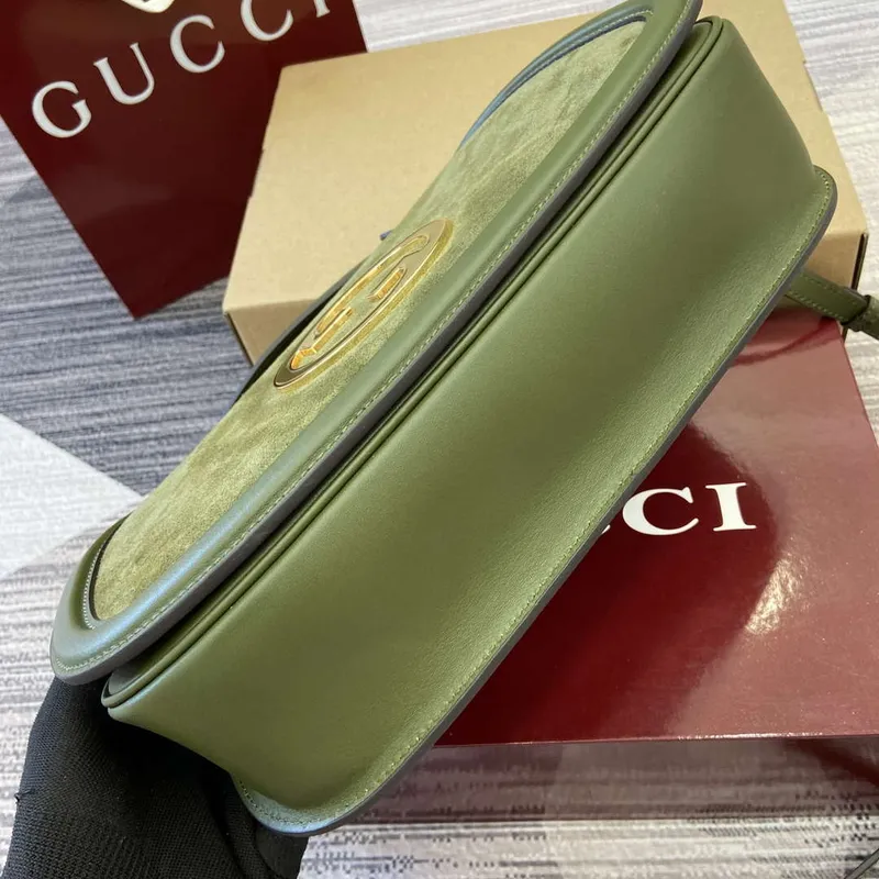 Gucci 815719 Gucci Blondie Medium taška s horním uchem Zelená semiš