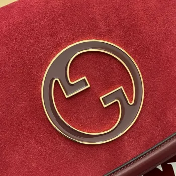 Gucci 815719 Gucci Blondie Medium taška s horním uchopem Červená a vínově červená semiš