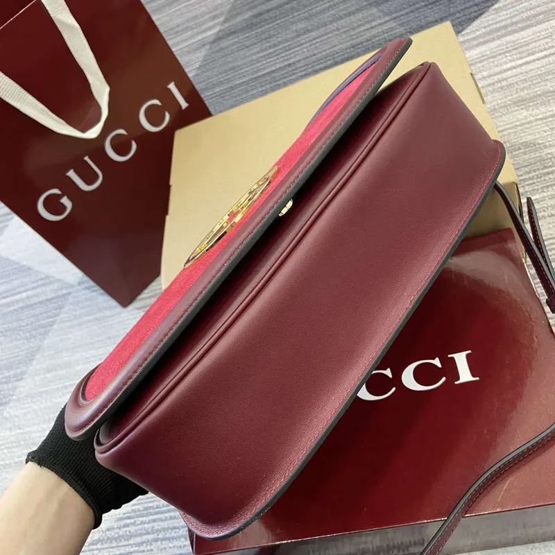 Gucci 815719 Gucci Blondie Medium taška s horním uchopem Červená a vínově červená semiš