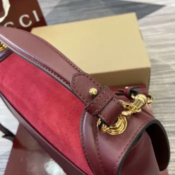 Gucci 815719 Gucci Blondie Medium taška s horním uchopem Červená a vínově červená semiš