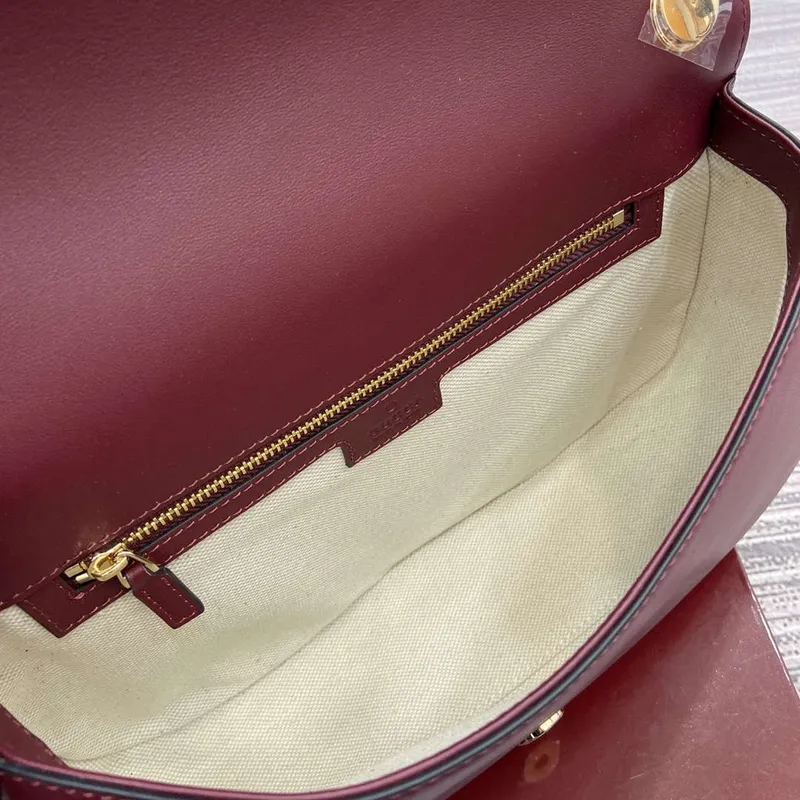 Gucci 815719 Gucci Blondie Medium taška s horním uchopem Červená a vínově červená semiš