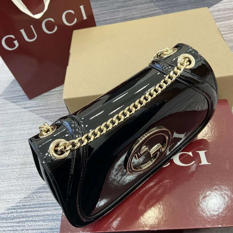 Gucci 815715 Gucci Blondie malá kabelka přes rameno z lakované kůže černá