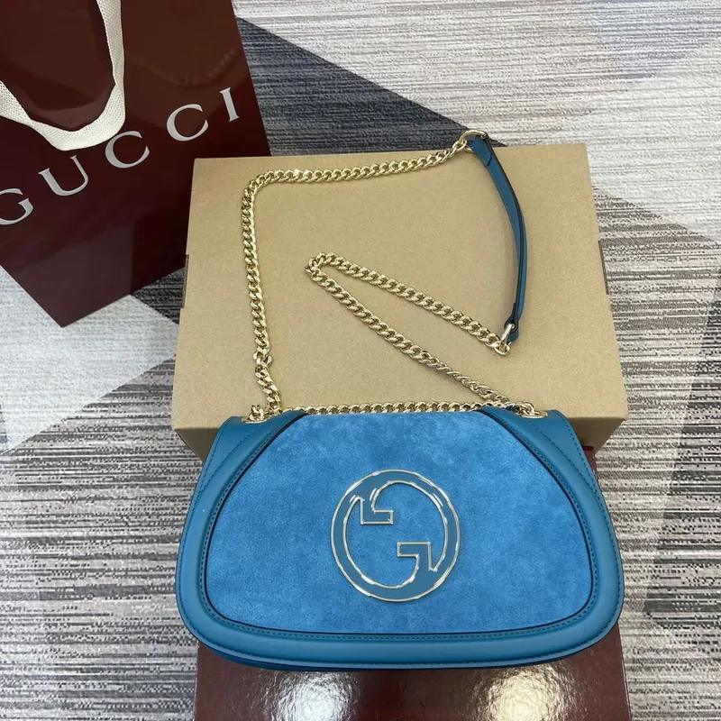 Gucci 815715 Gucci Blondie malá kabelka přes rameno modrá semišová kůže