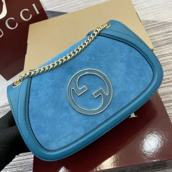 Gucci 815715 Gucci Blondie malá kabelka přes rameno modrá semišová kůže