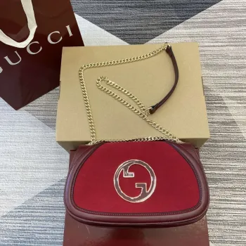 Gucci 815715 Gucci Blondie malá kabelka přes rameno Červená a vínově červená semišová kůže