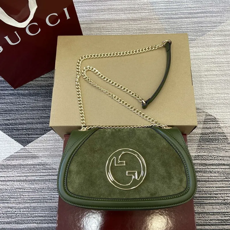 Gucci 815715 Gucci Blondie malá kabelka přes rameno Zelená semišová kůže