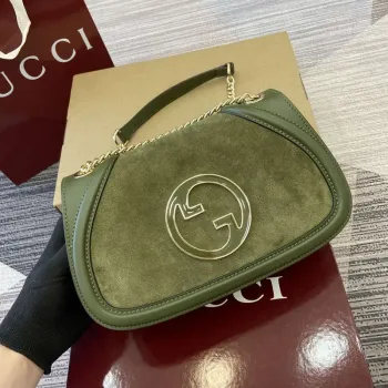 Gucci 815715 Gucci Blondie malá kabelka přes rameno Zelená semišová kůže