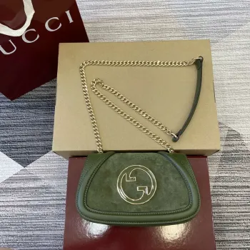 Gucci 815711 Gucci Blondie mini ramenní taška z nubukové kůže Zelená