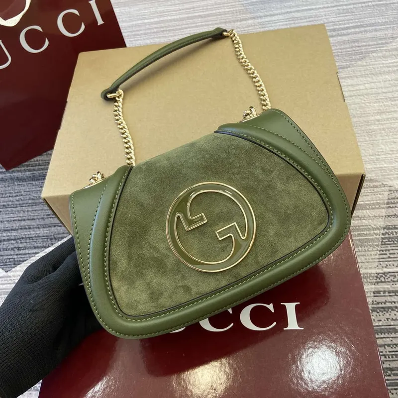 Gucci 815711 Gucci Blondie mini ramenní taška z nubukové kůže Zelená