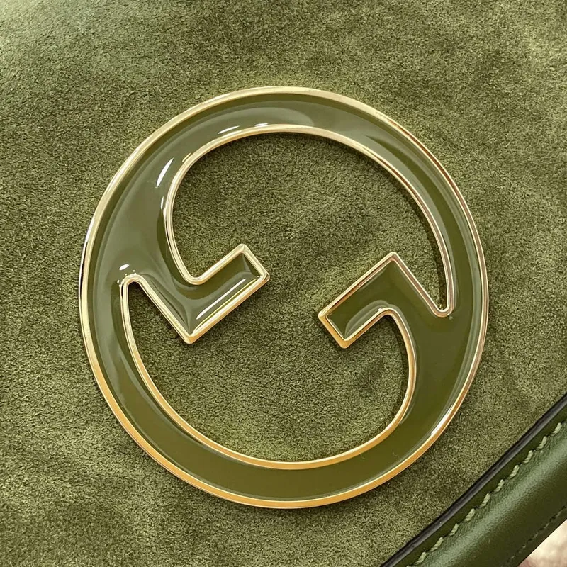 Gucci 815711 Gucci Blondie mini ramenní taška z nubukové kůže Zelená