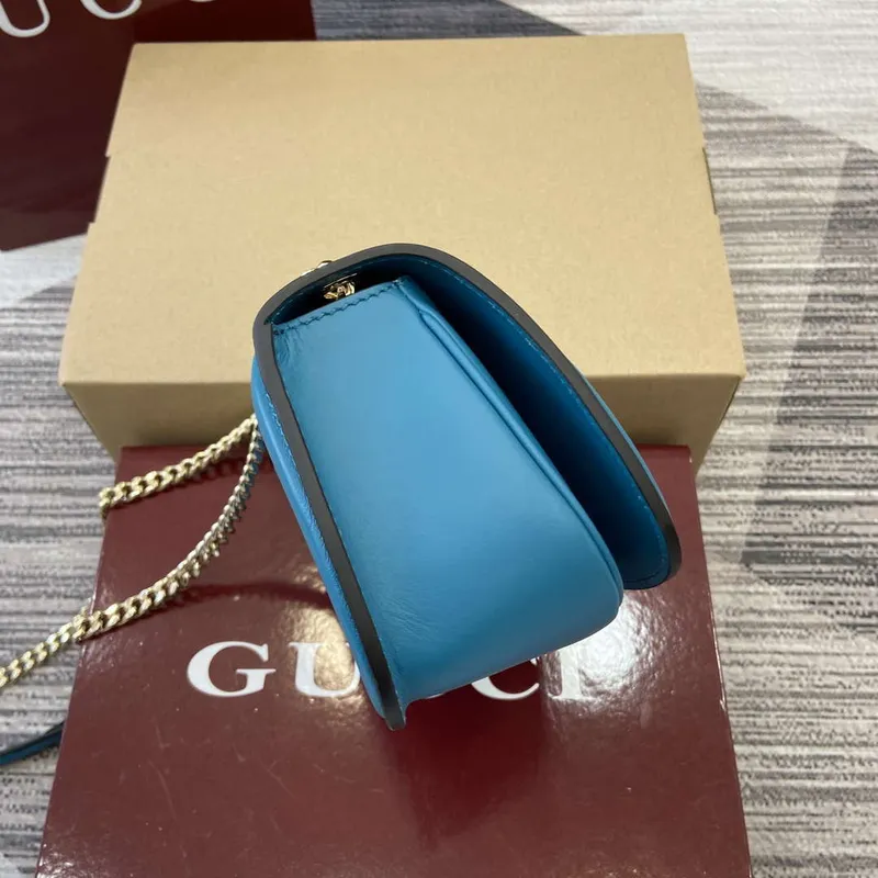 Gucci 815711 Gucci Blondie mini ramenní taška z jemné kůže modrá