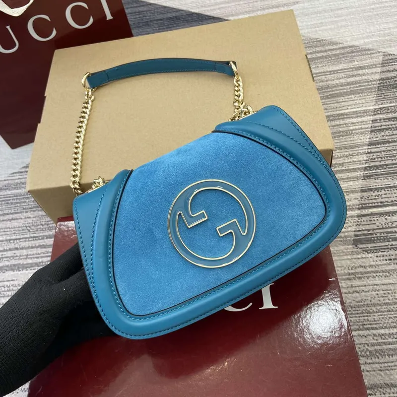 Gucci 815711 Gucci Blondie mini ramenní taška z jemné kůže modrá