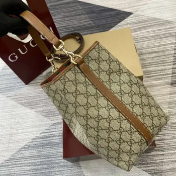 Gucci 815103 GG Emblem kabela typu bucket Béžová a tmavě hnědá