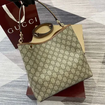 Gucci 815103 GG Emblem kabela typu bucket Béžová a tmavě hnědá