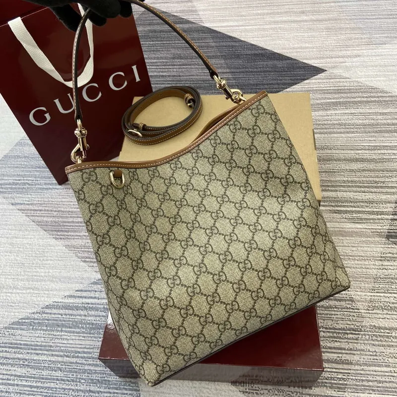 Gucci 815103 GG Emblem kabela typu bucket Béžová a tmavě hnědá