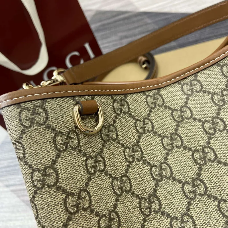 Gucci 815103 GG Emblem kabela typu bucket Béžová a tmavě hnědá