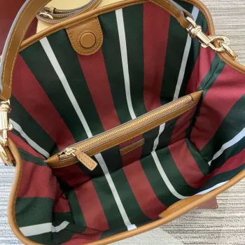 Gucci 815103 GG Emblem kabela typu bucket Béžová a tmavě hnědá