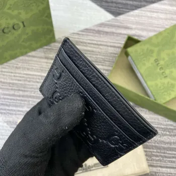 Gucci 815883 GG Emblem pouzdro na karty černá kůže