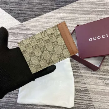 Gucci 821208 GG Emblem pouzdro na karty béžové a tmavě hnědé