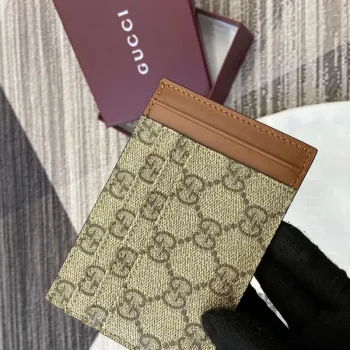 Gucci 821208 GG Emblem pouzdro na karty béžové a tmavě hnědé