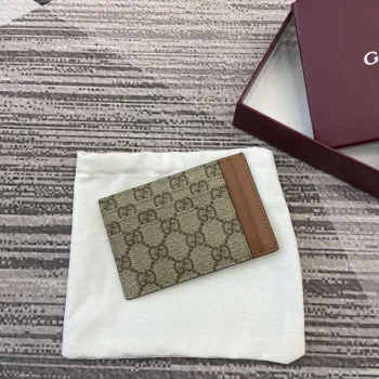 Gucci 821208 GG Emblem pouzdro na karty béžové a tmavě hnědé