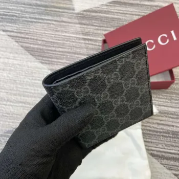 Gucci 821206 GG Emblem skládací peněženka černá