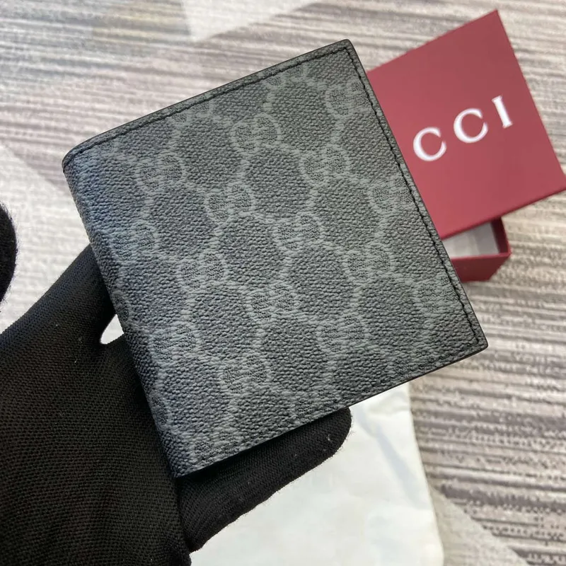 Gucci 821206 GG Emblem skládací peněženka černá