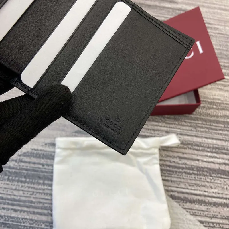 Gucci 821206 GG Emblem skládací peněženka černá