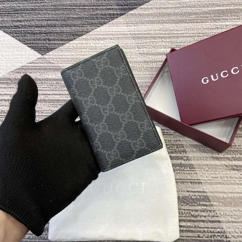Gucci 821209 GG Emblem dvoudílný pouzdro na karty Černé